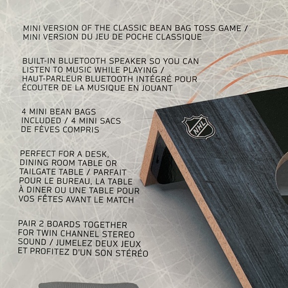 Montreal Canadiens Stripe Design Desktop Cornhole Game Set with built in speaker - Picture 4 of 4